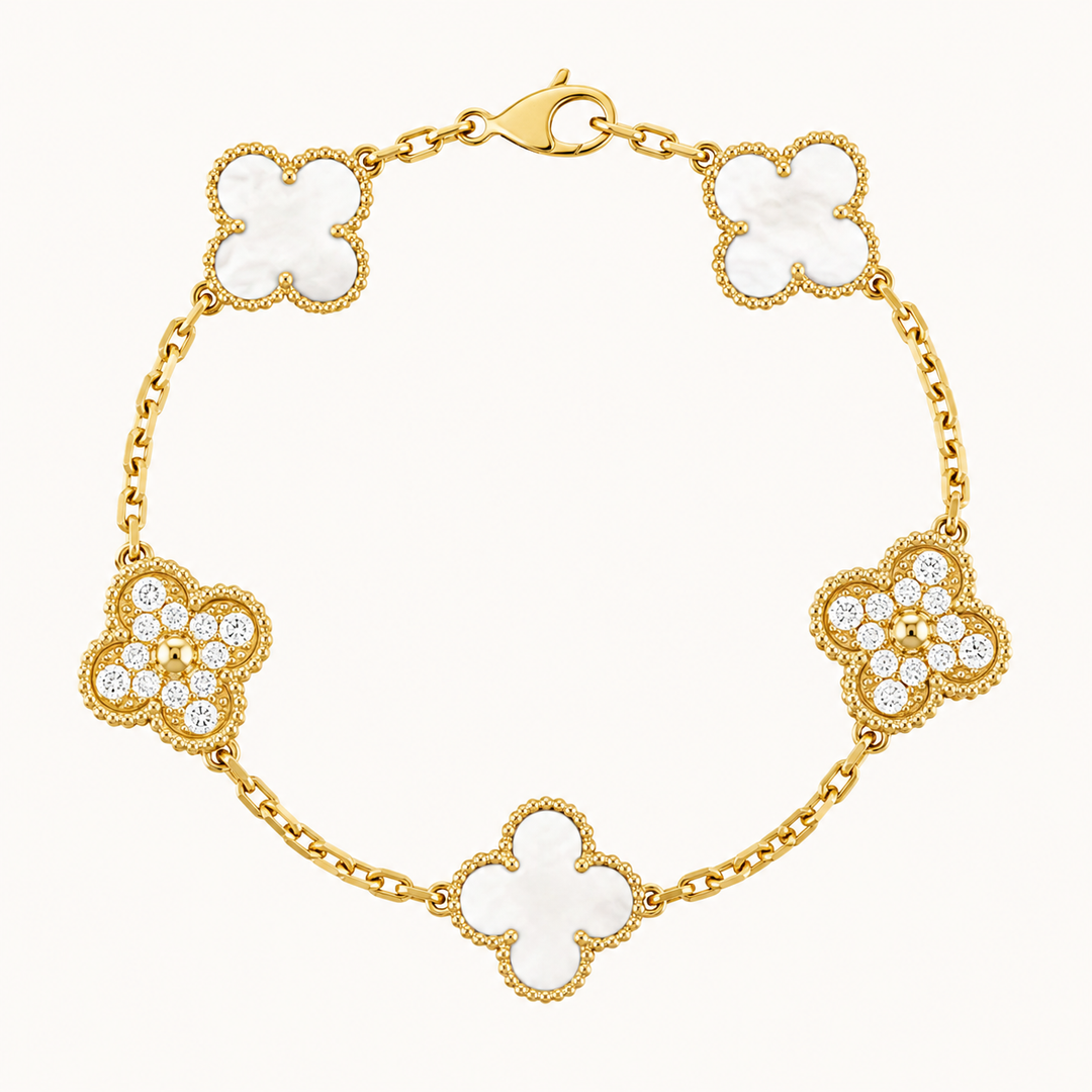 CLOVER | Pulsera Prestige Blanca y Dorada