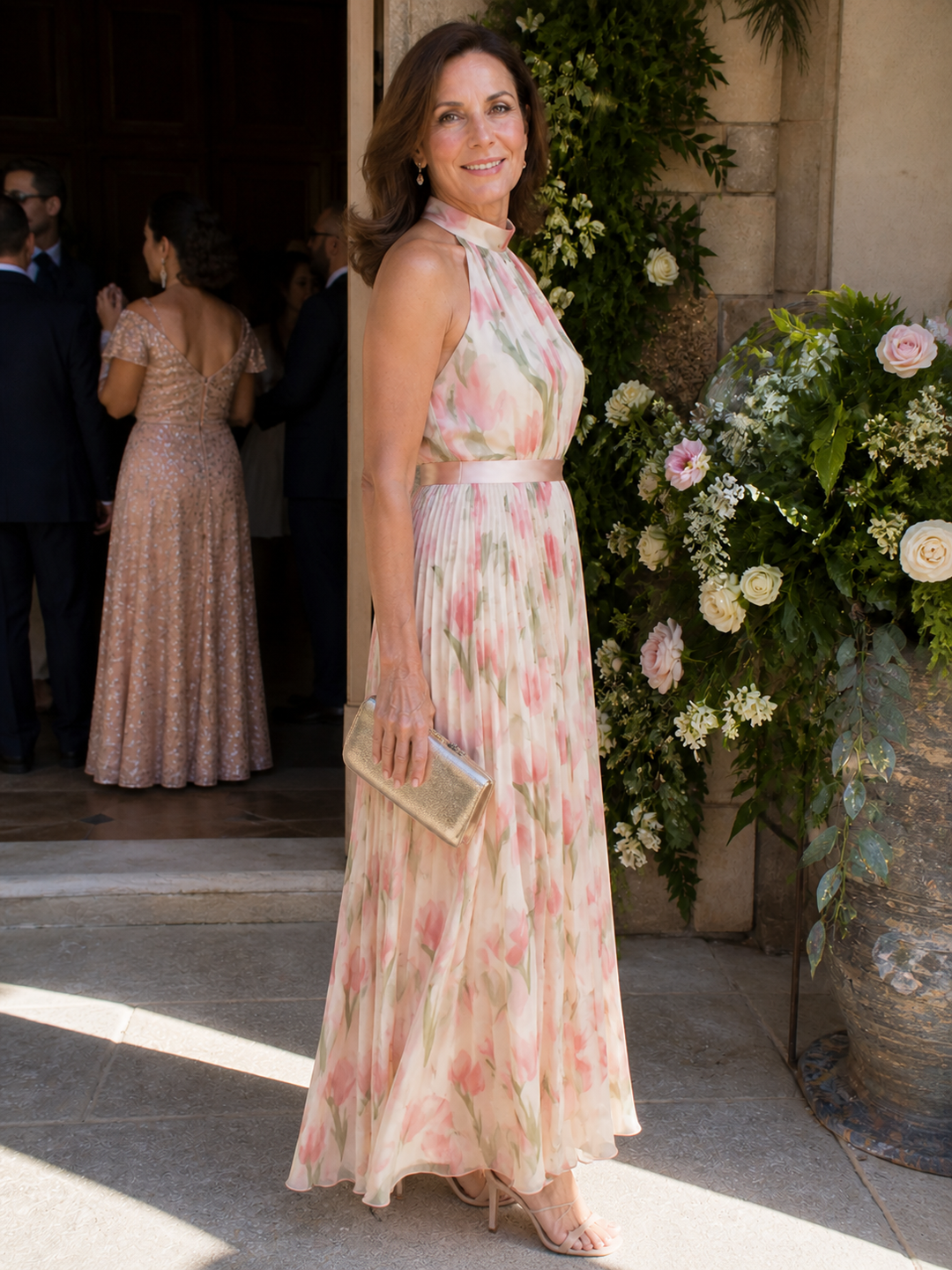 Ellis & Johnson™ | Vestido Midi Floral con Cuello Halter