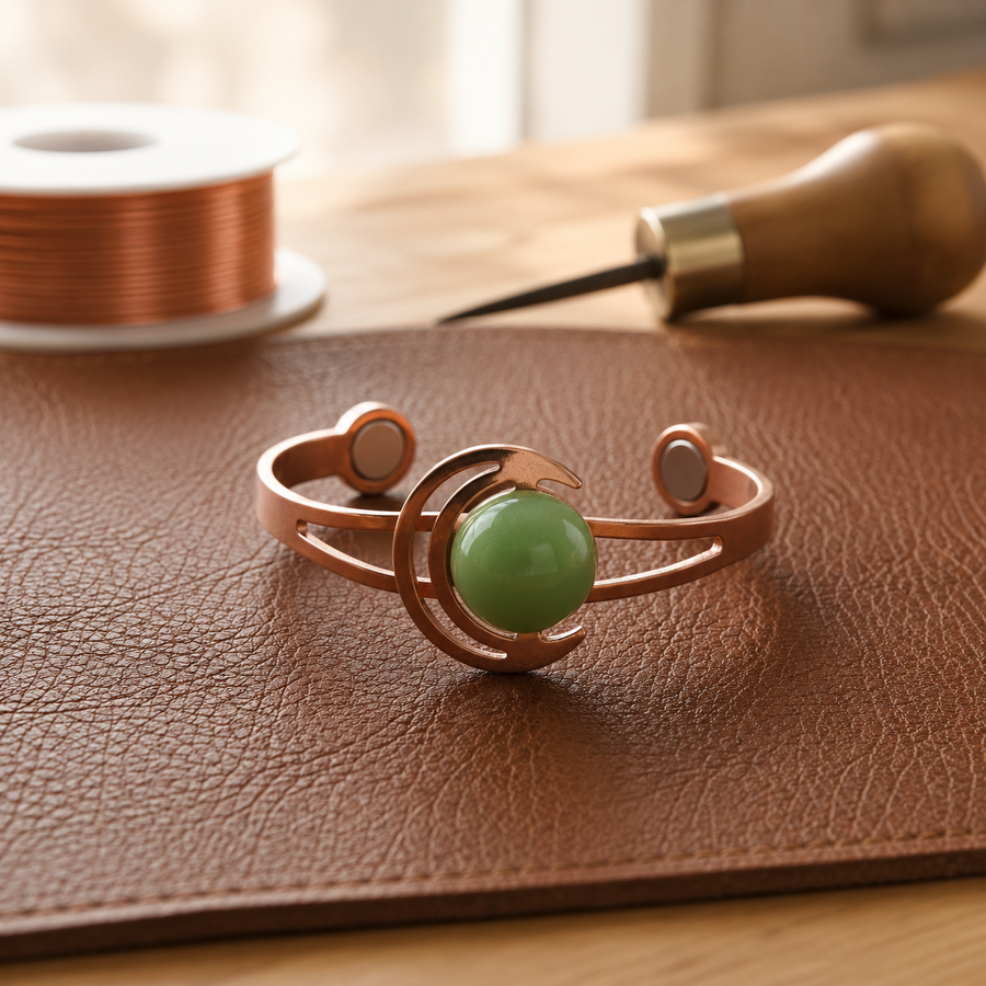 Pulsera de Cobre Verde Esfera de Maria