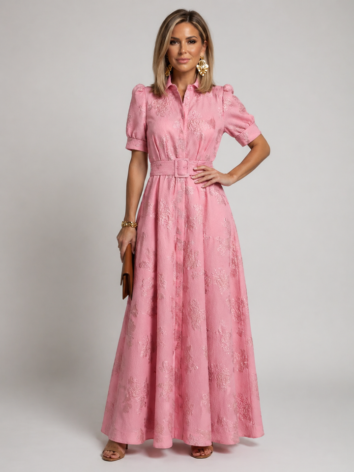 Ellis & Johnson™ | Vestido Maxi Floral con Cinturón