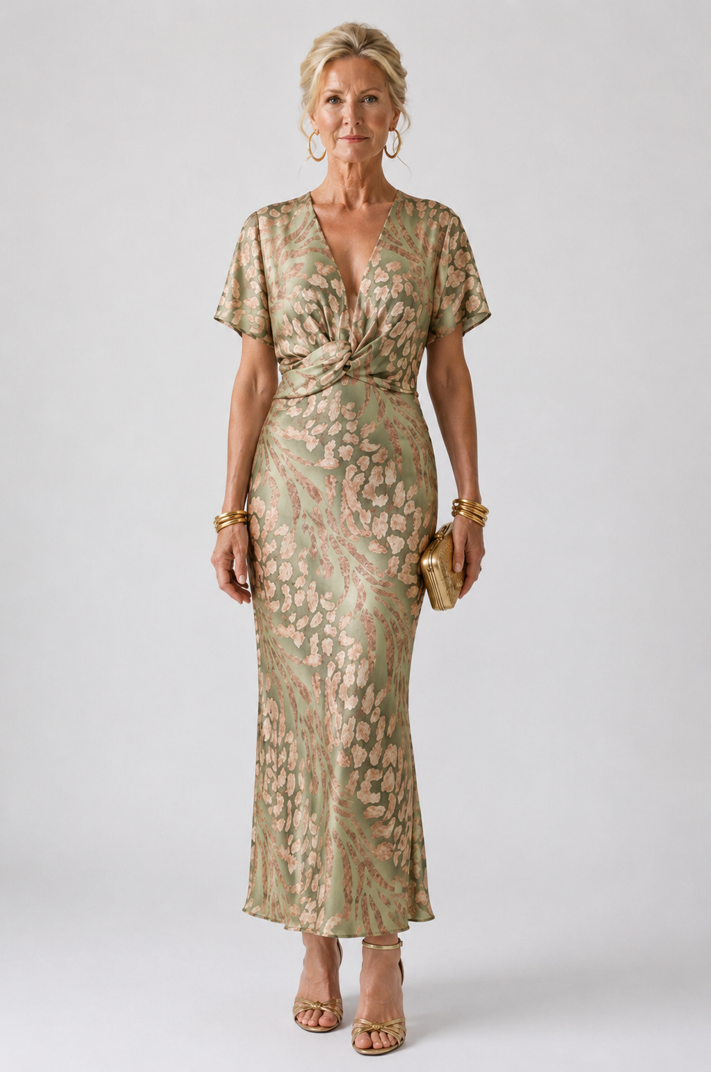 Ellis & Johnson™ | Vestido midi con estampado abstracto y escote en V