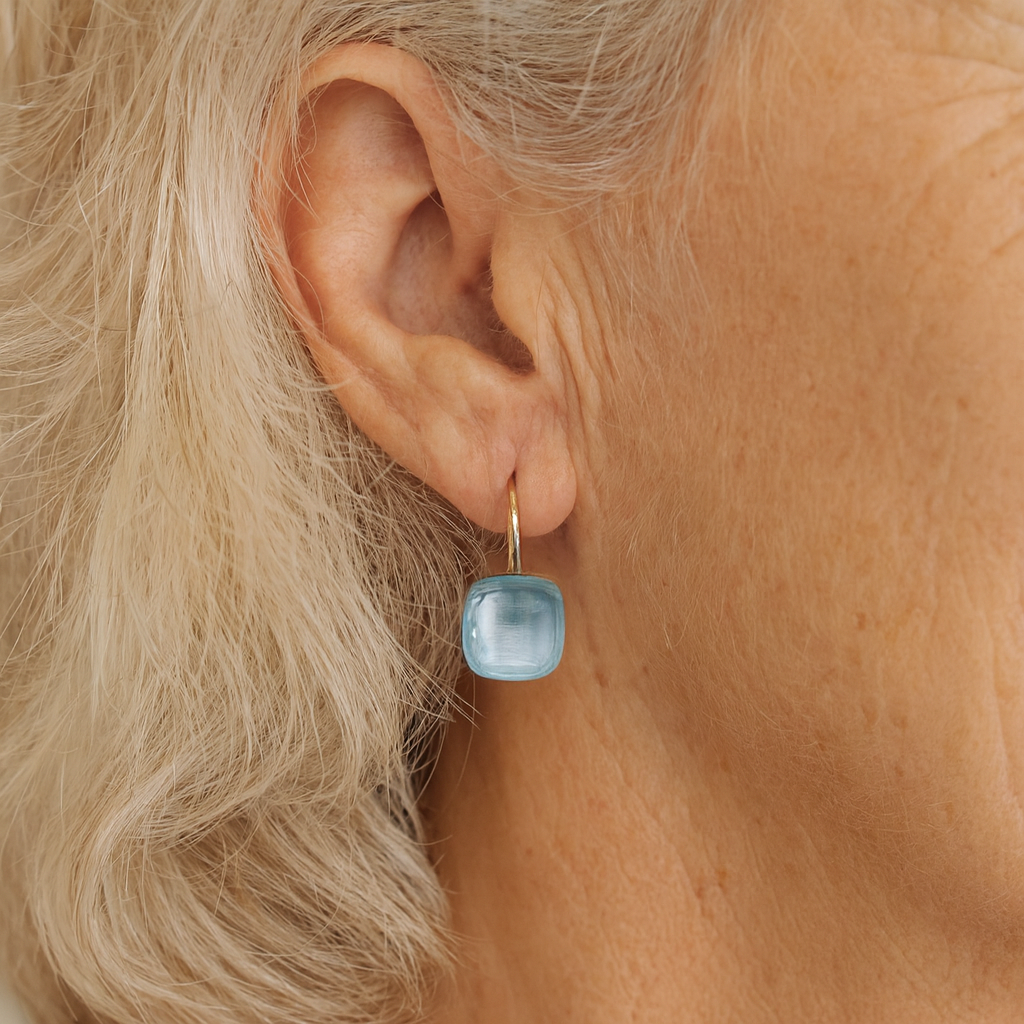 Pendientes Vintage de Zirconia Azul Incrustada