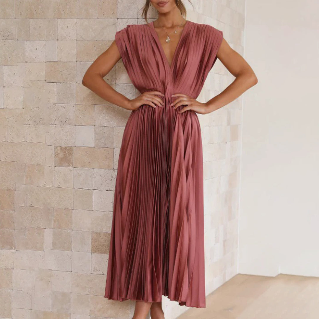 Ellis & Johnson™ | Vestido Midi Plisado Clásico
