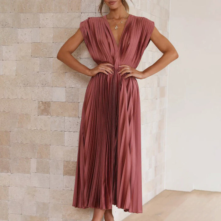 Ellis & Johnson™ | Vestido Midi Plisado Clásico