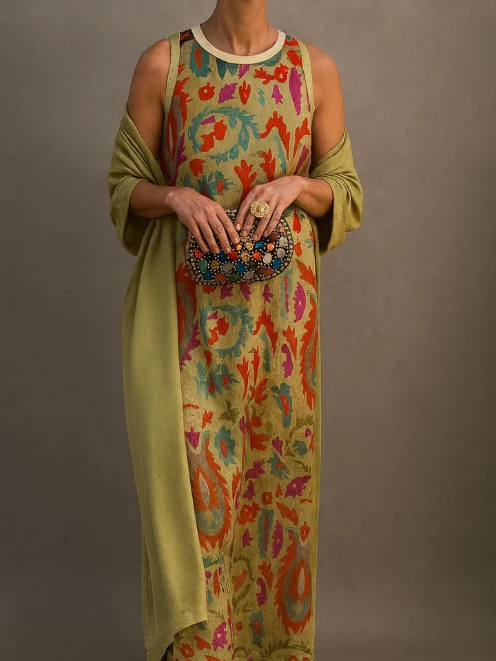 Vestido Celeste con Capa