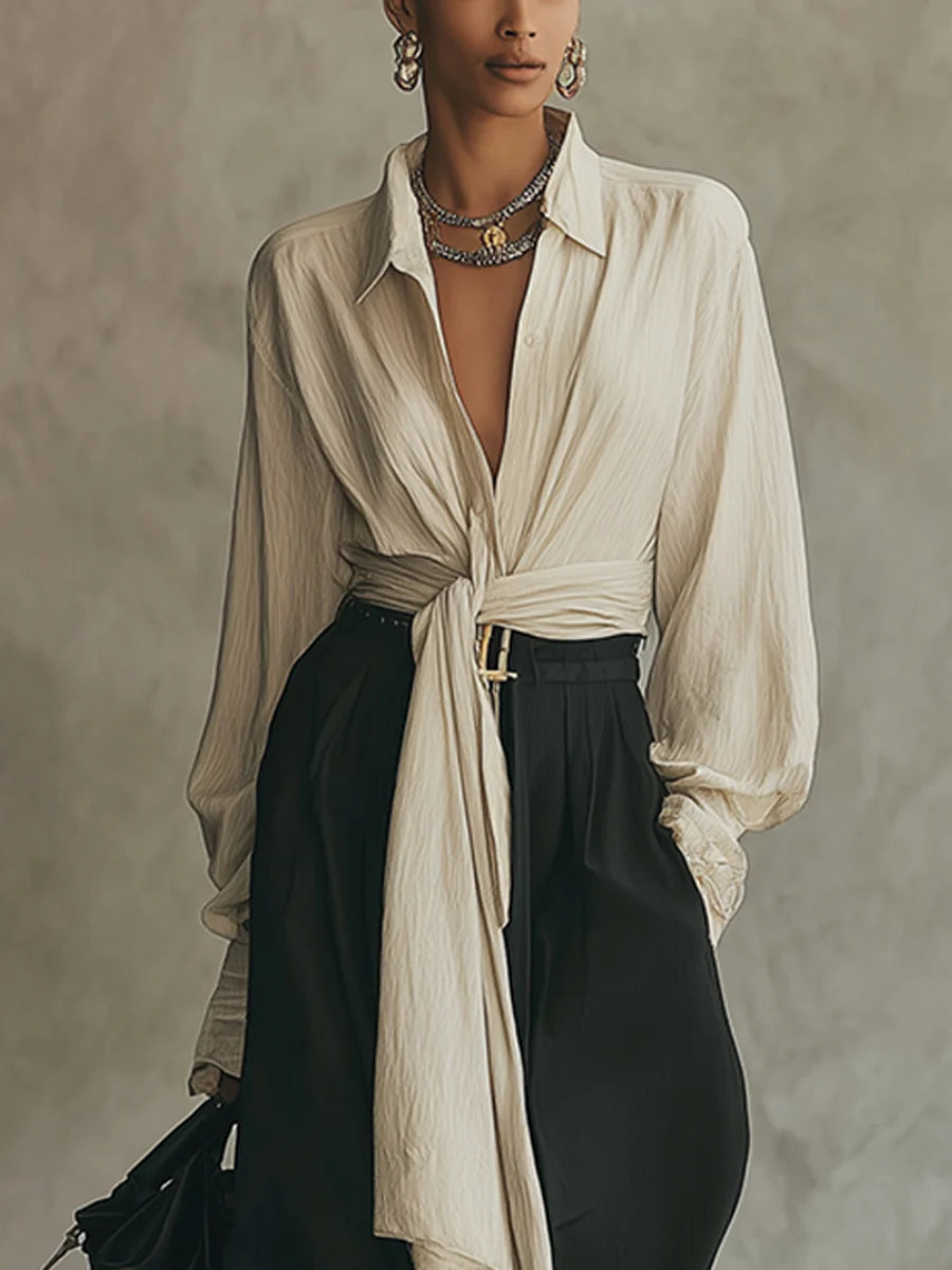 Conjunto de Camisa y Pantalones con Cintas Samantha