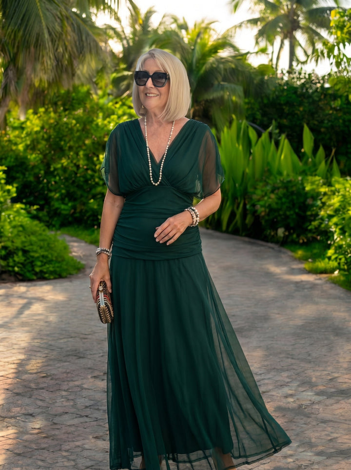 Luisa – Vestido de noche largo elegante con escote en V