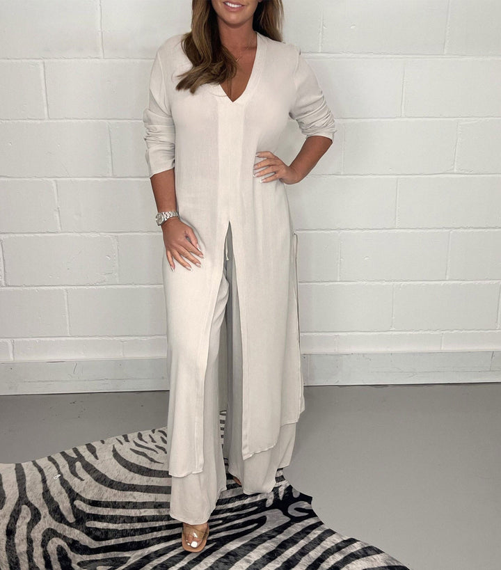 Cherly™ Conjunto de Dos Piezas Cómodo | Blusa Fluida y Pantalón Ancho