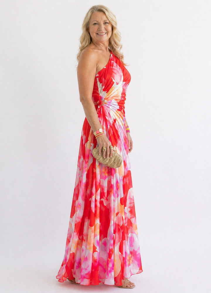 Ellis & Johnson™ | Vestido de Noche Tropical Vibrante