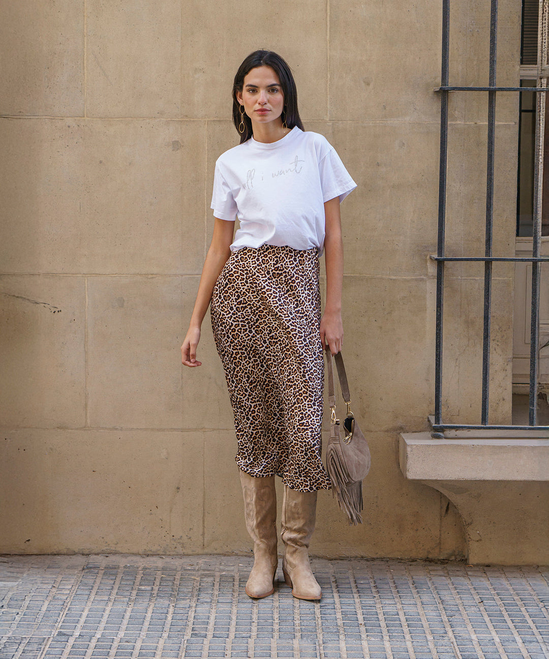 Falda evase animal print