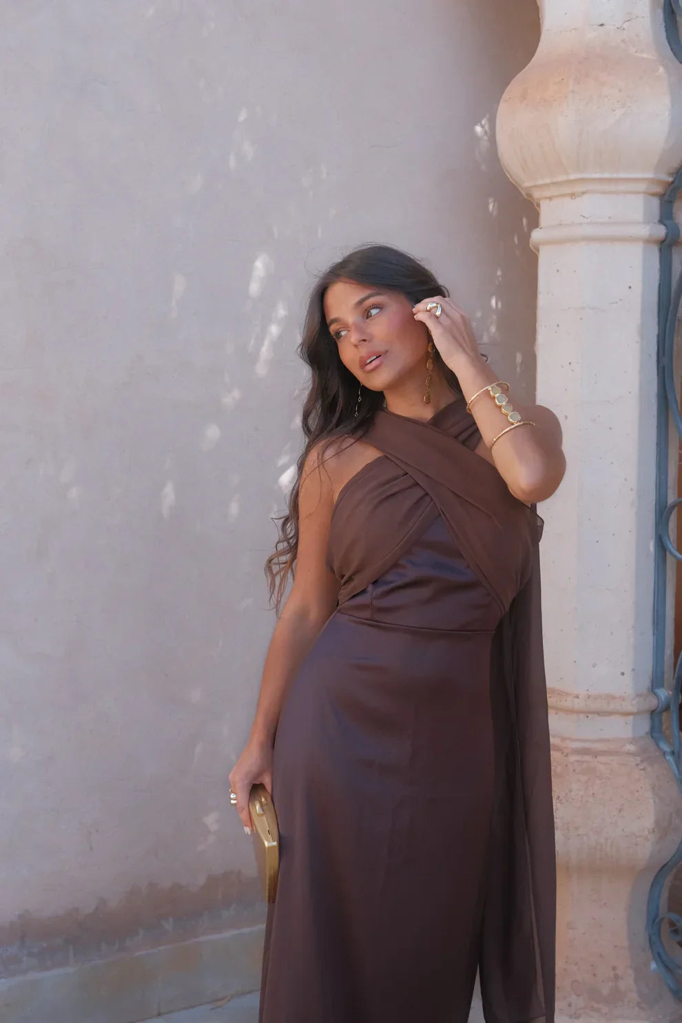 Noa | Vestido Vintage Liso con Lazo y Cintura Alta