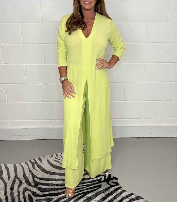 Cherly™ Conjunto de Dos Piezas Cómodo | Blusa Fluida y Pantalón Ancho