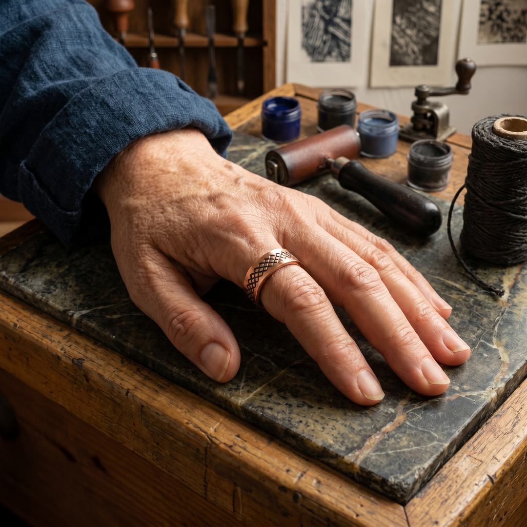 Anillo de Cobre con Rejilla de Patricia