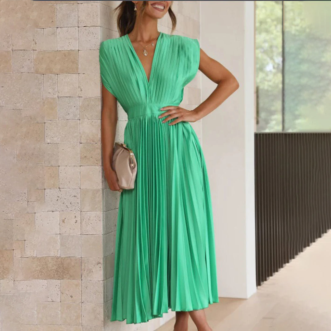 Ellis & Johnson™ | Vestido Midi Plisado Clásico