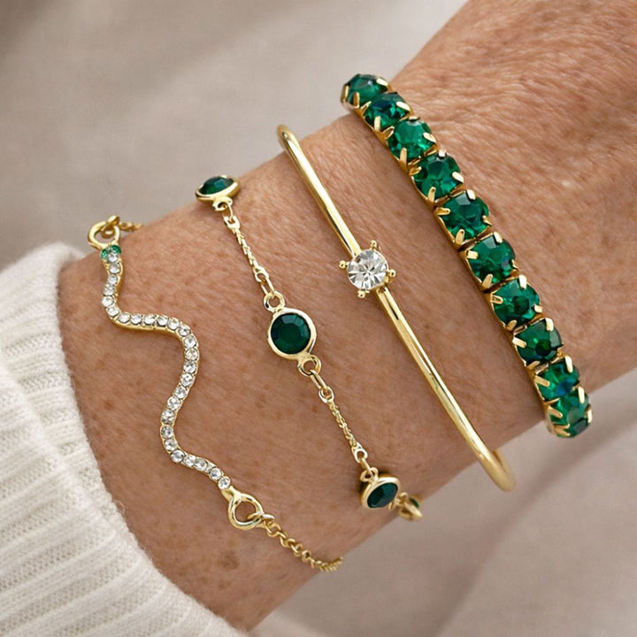 Set de Pulseras de Gemas Verdes