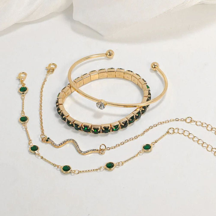 Set de Pulseras de Gemas Verdes