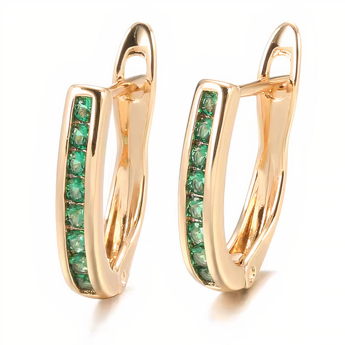 Pendientes de diamantes y esmeraldas en oro