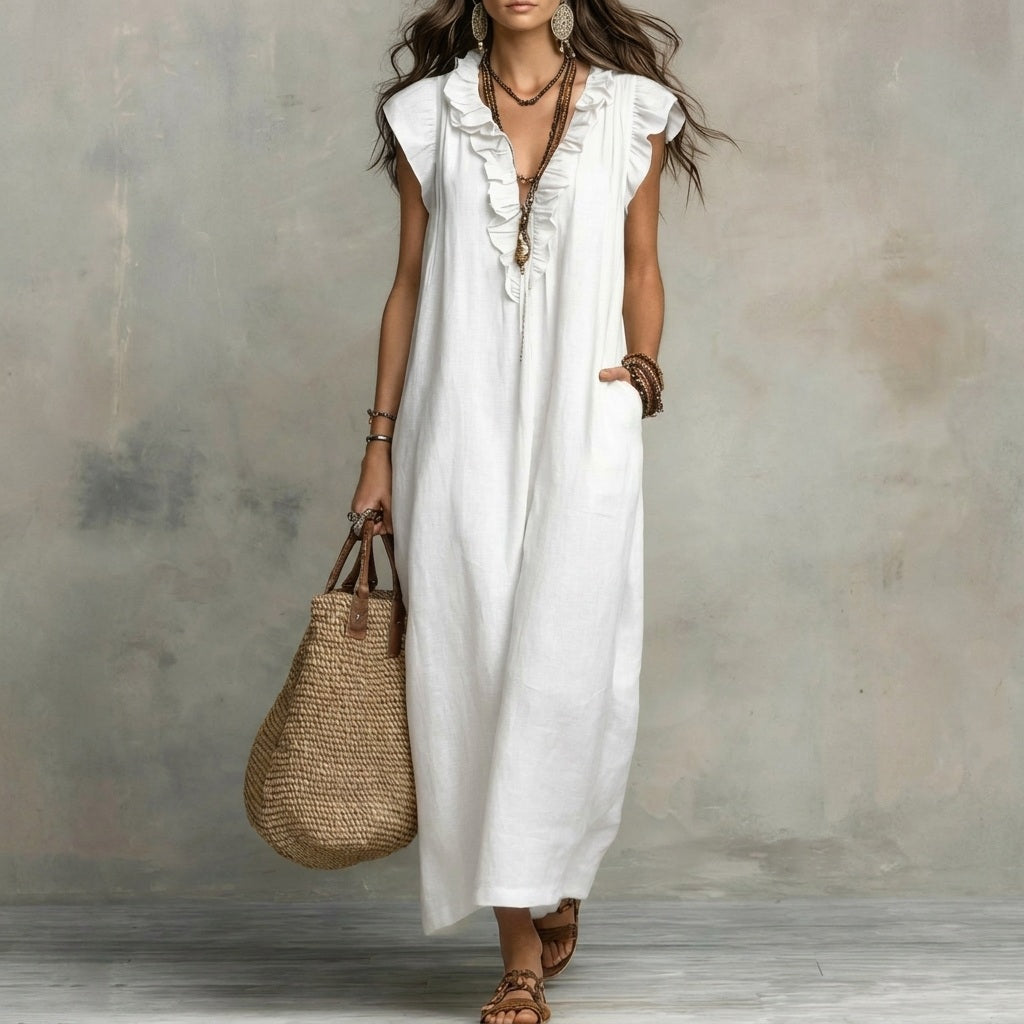 Josefina™ | Vestido de Lino con Volantes