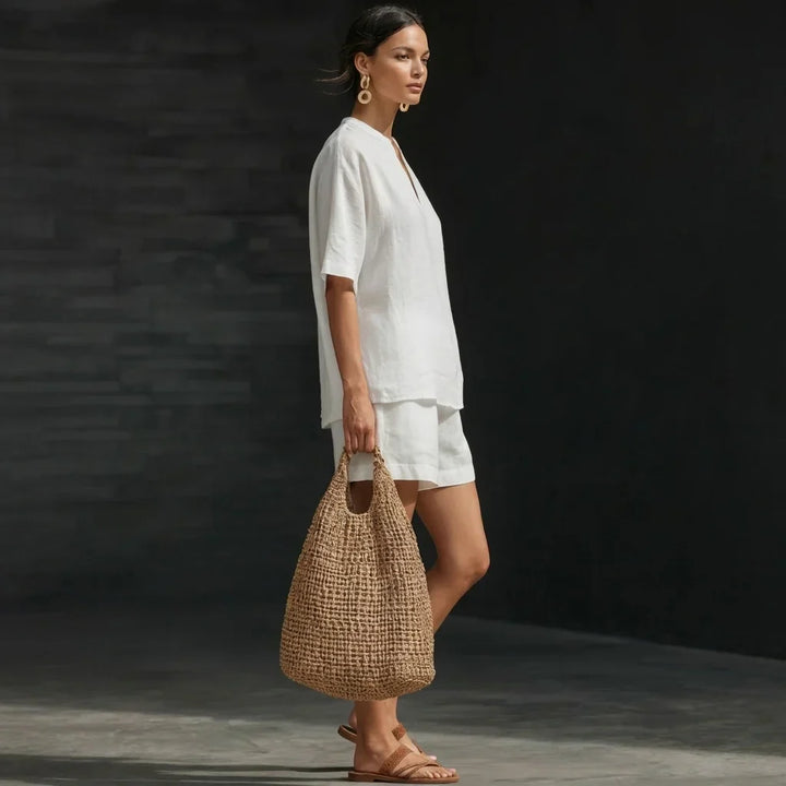 Soraya | Conjunto de dos piezas con textura de lino para mujer