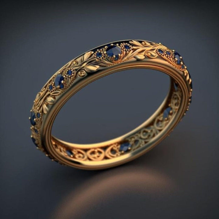 Anillo de Hoja de Circonita Azul Exótica Fina