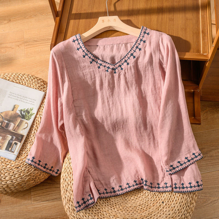 Mary™ | Blusa de V con Diseño