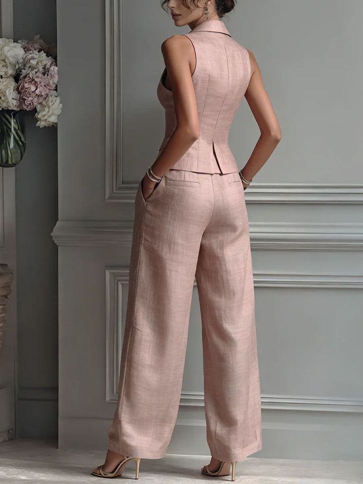 Karol | Conjunto de dos piezas para mujer con escote en V y botones