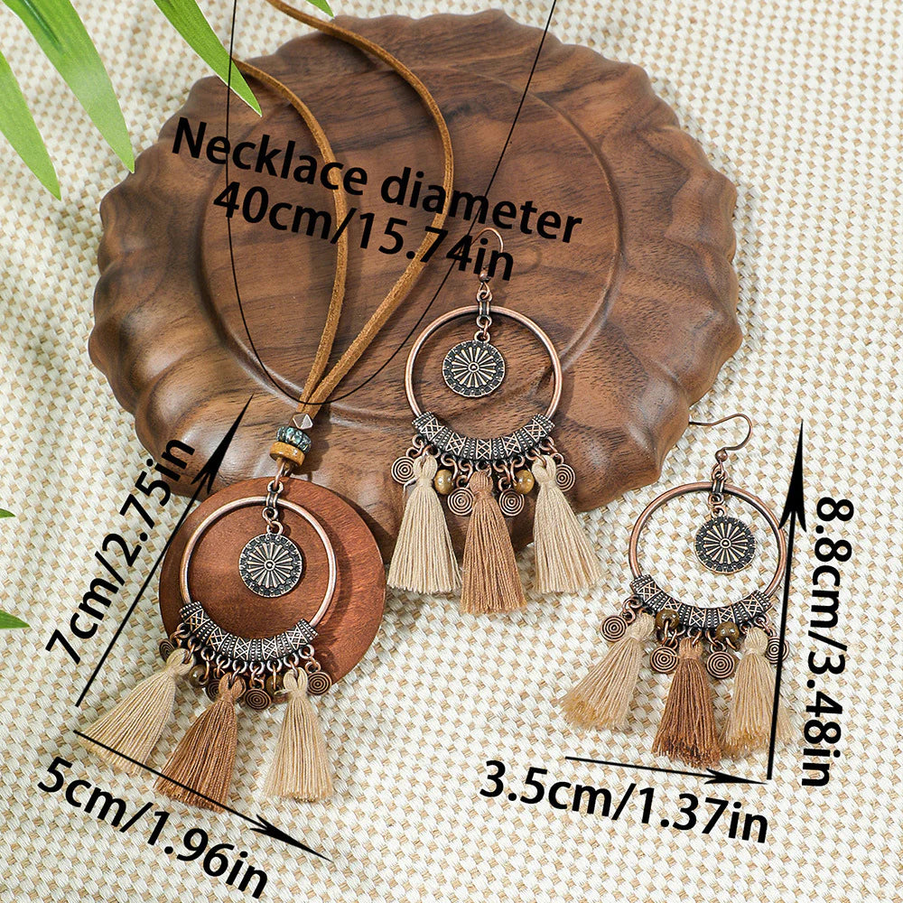 Conjunto de Collar y Pendientes de Borlas Bohemio Isabella