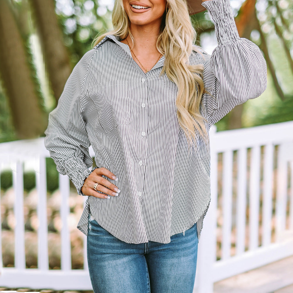 Skye | Camisa de Mujer Oversized de Rayas con Botones y Manga Larga
