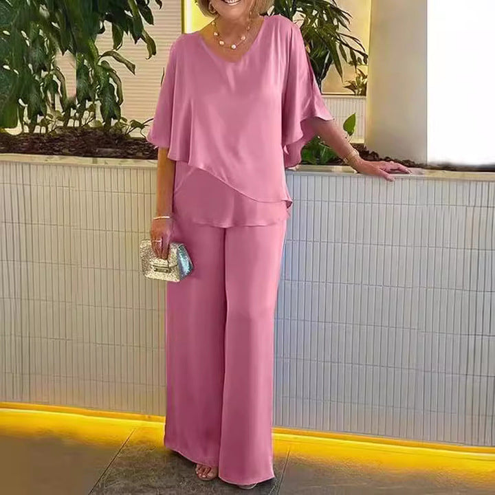 Martha | Conjunto Elegante de Dos Piezas con Pierna Ancha.