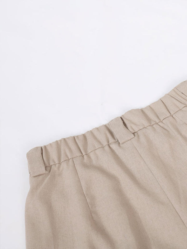 Conjunto de Pantalones Anchos Plisados con Escote en V en Color Lila
