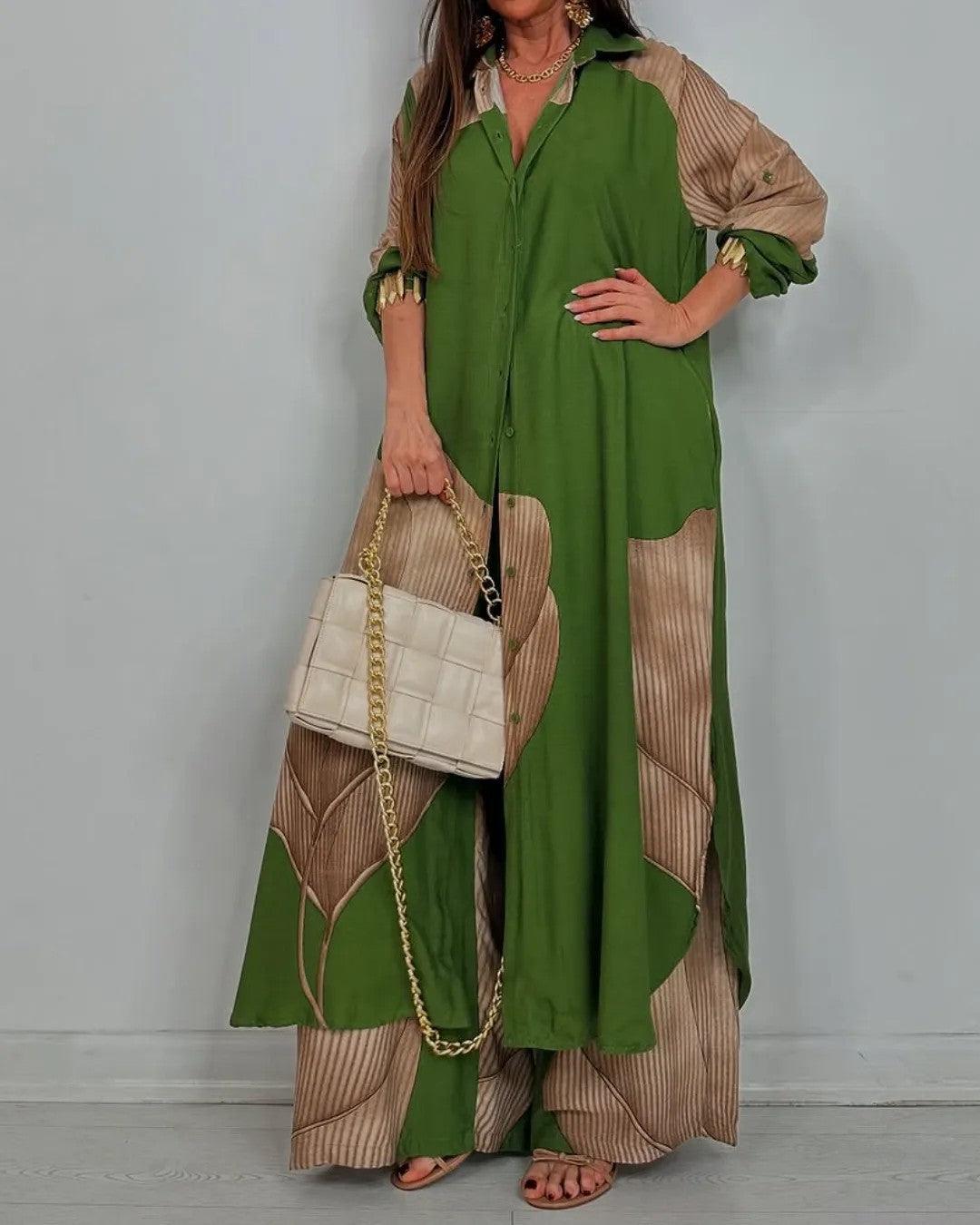 Conjunto de Patchwork con Escote en V Color Lila
