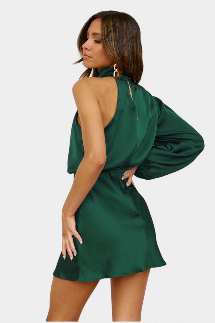 Mara Vestido Mini Drapado de Un Solo Hombro