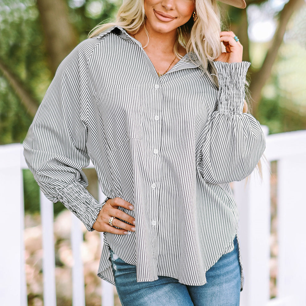 Skye | Camisa de Mujer Oversized de Rayas con Botones y Manga Larga