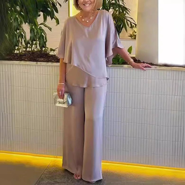 Martha | Conjunto Elegante de Dos Piezas con Pierna Ancha.