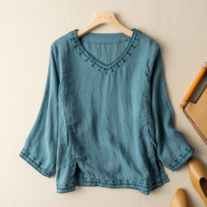 Mary™ | Blusa de V con Diseño