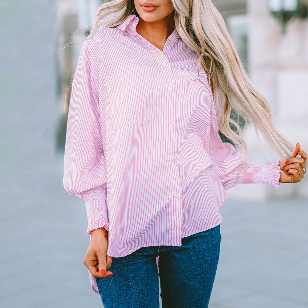 Skye | Camisa de Mujer Oversized de Rayas con Botones y Manga Larga