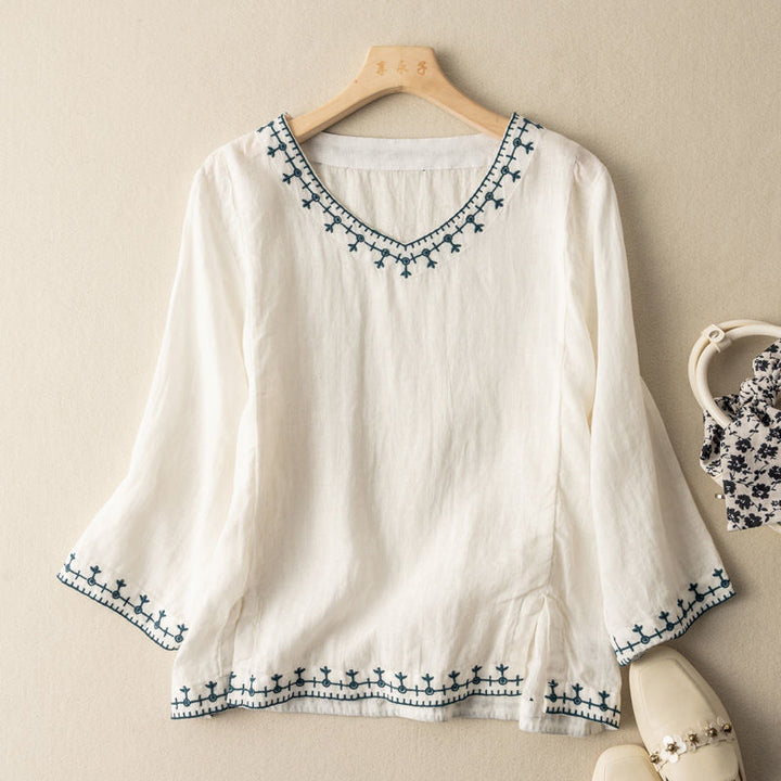 Mary™ | Blusa de V con Diseño