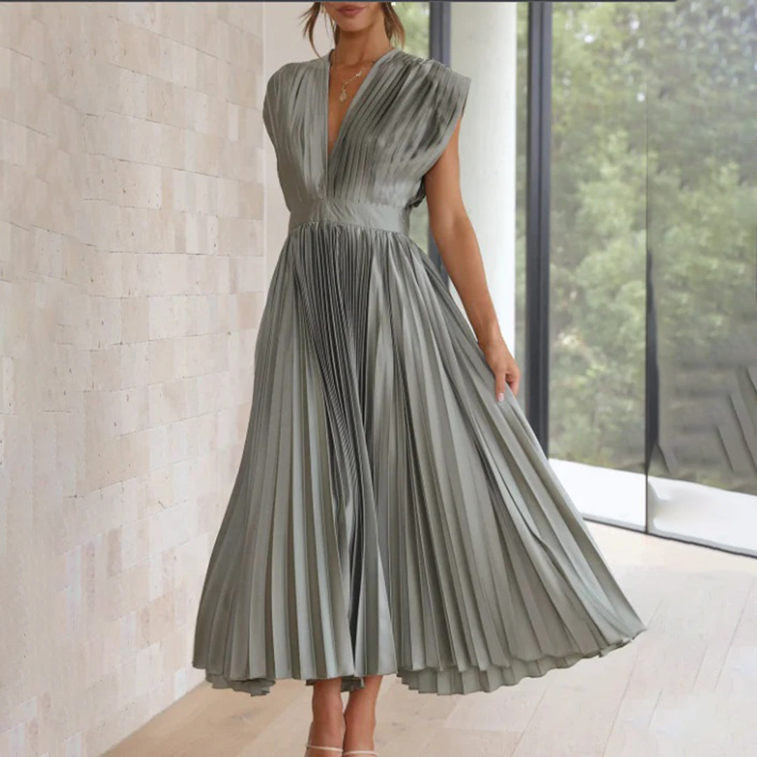 Ellis & Johnson™ | Vestido Midi Plisado Clásico