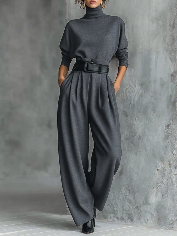 Jessica™ Conjunto Elegante de Top y Pantalón Recto | Suéter Ajustado y Pantalón a Medida
