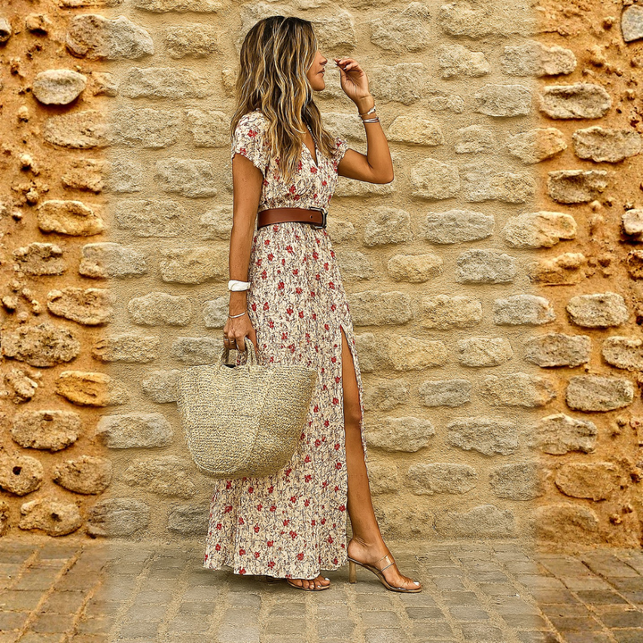 Joselin – Vestido largo bohemio y fluido con cinturilla