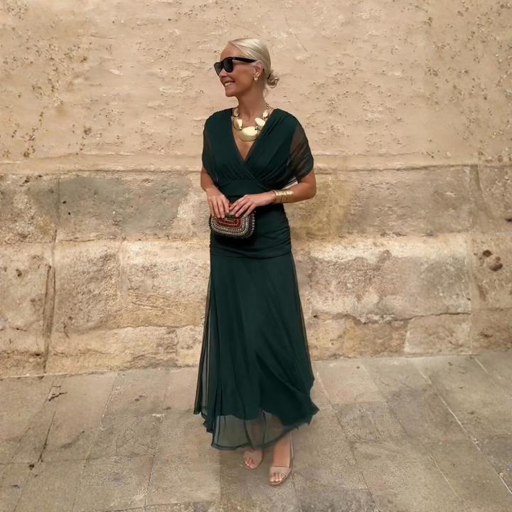 Luisa – Vestido de noche largo elegante con escote en V