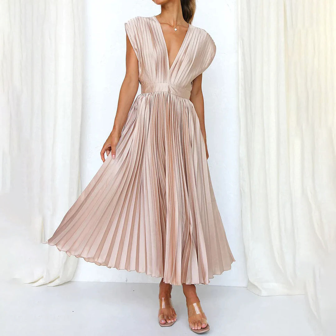 Ellis & Johnson™ | Vestido Midi Plisado Clásico