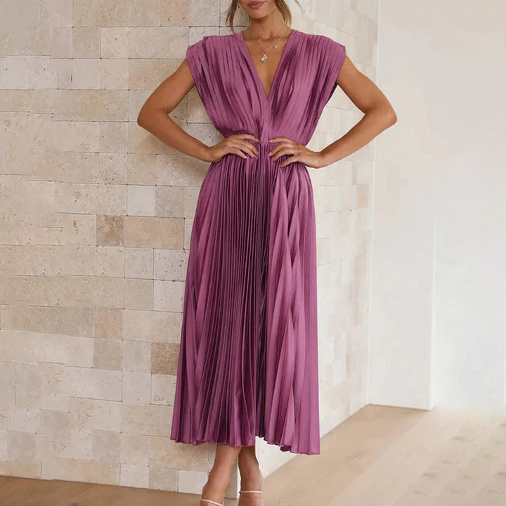 Ellis & Johnson™ | Vestido Midi Plisado Clásico