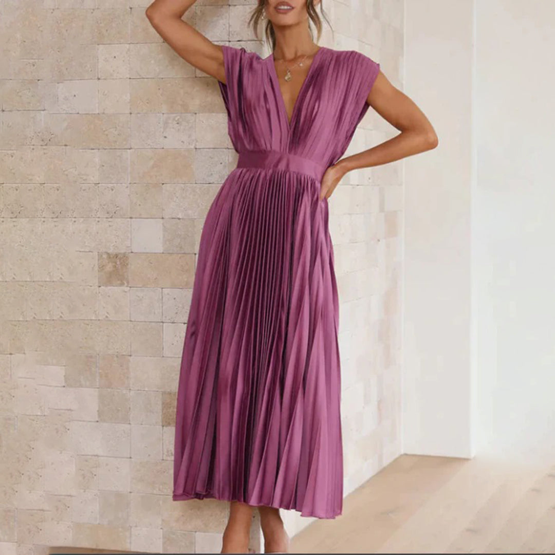 Ellis & Johnson™ | Vestido Midi Plisado Clásico