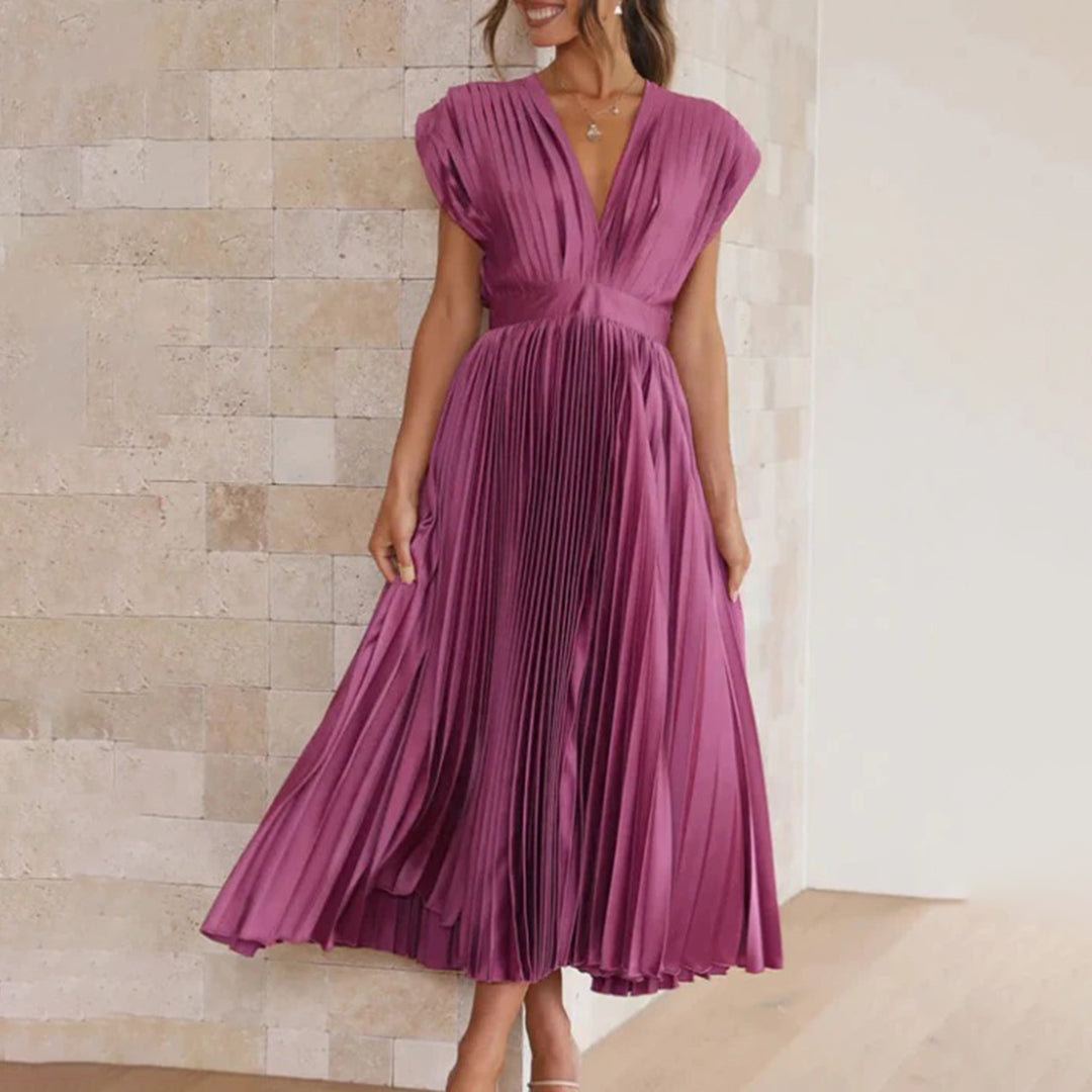 Ellis & Johnson™ | Vestido Midi Plisado Clásico