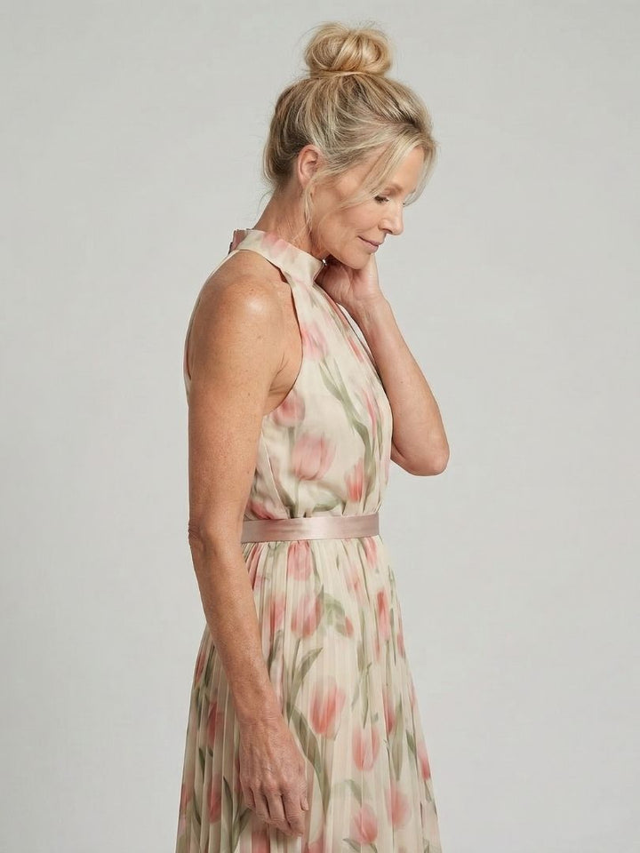 Ellis & Johnson™ | Vestido Midi Floral con Cuello Halter