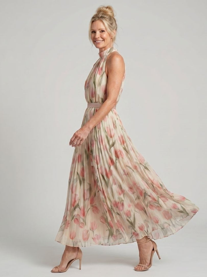 Ellis & Johnson™ | Vestido Midi Floral con Cuello Halter
