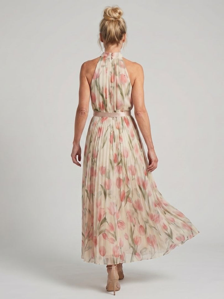 Ellis & Johnson™ | Vestido Midi Floral con Cuello Halter