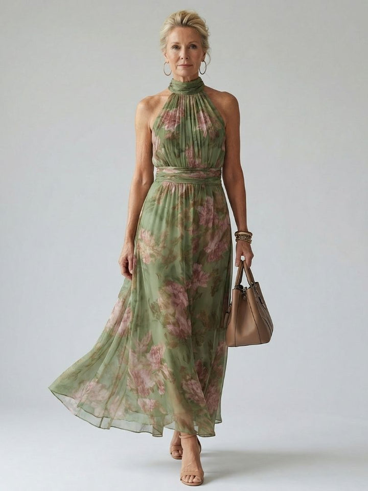 Mirelle | Vestido Midi con Escote Halter Fruncido