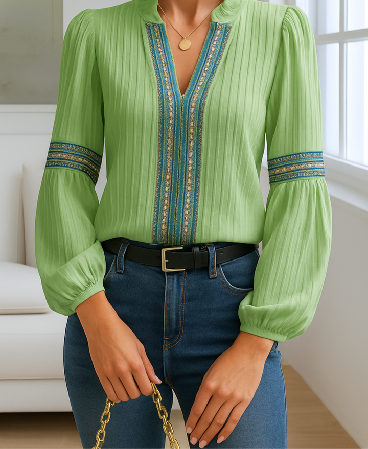 Monica™ | Blusa Vintage con Cuello en V
